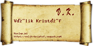 Válik Kristóf névjegykártya